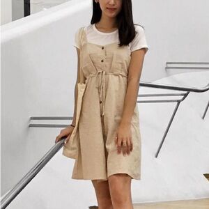Linen button down mini dress